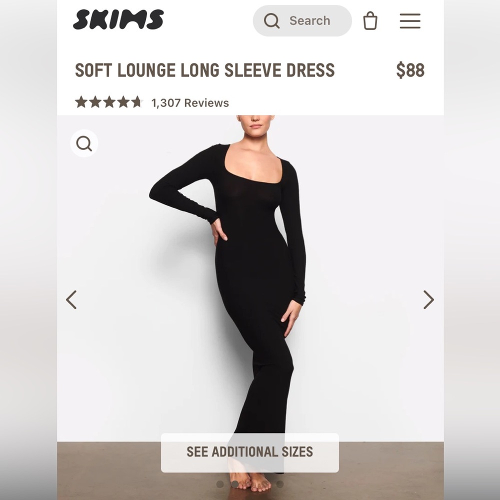 NWT Skims Soft Lounge Long Sleeve Dress Size XS
